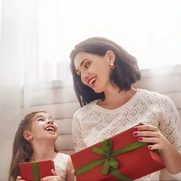 Christmas Red Santa Claus Earrings - Picture 3 of 9